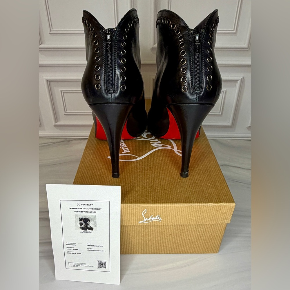 Christian Louboutin Jazz “Catch Me” Black Leather Ankle Booties | Full Set + COA - Picture 4 of 9